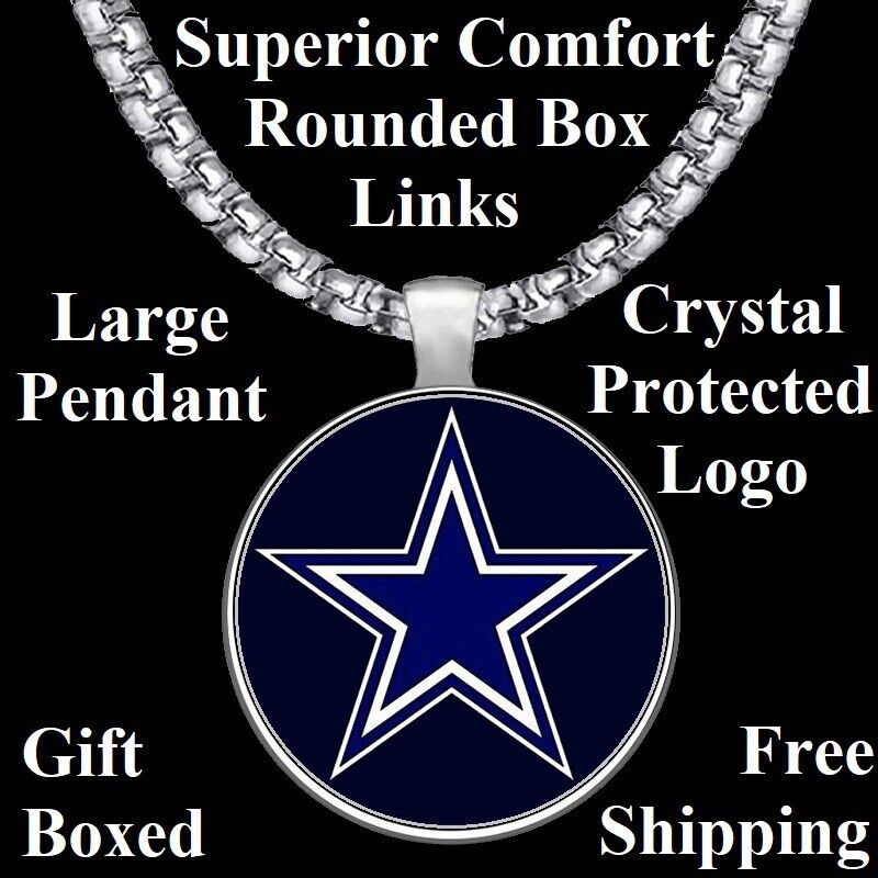 Dallas Cowboys Gift Mens Womens Silver Chain Link Necklace Free Ship'