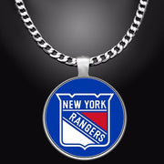 Large New York Rangers Necklace Stainless Steel Chain Hockey Free Ship' D5