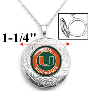 University Of Miami Hurricanes Womens Sterling Silver Chain Necklace Locket D16