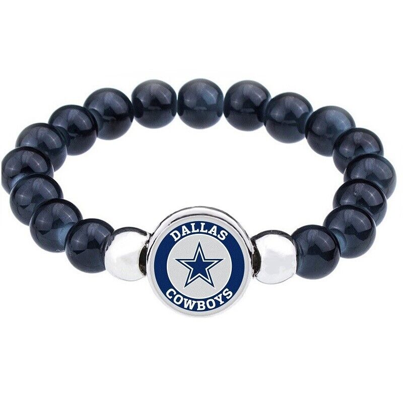 Spec Dallas Cowboys Women'S Men'S Black Bead Link Bracelet W Gift Pkg D1Rl