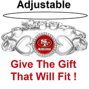 San Francisco 49Ers Womens Silver Heart Link Bracelet Jewelry Gift W Giftpkg D27