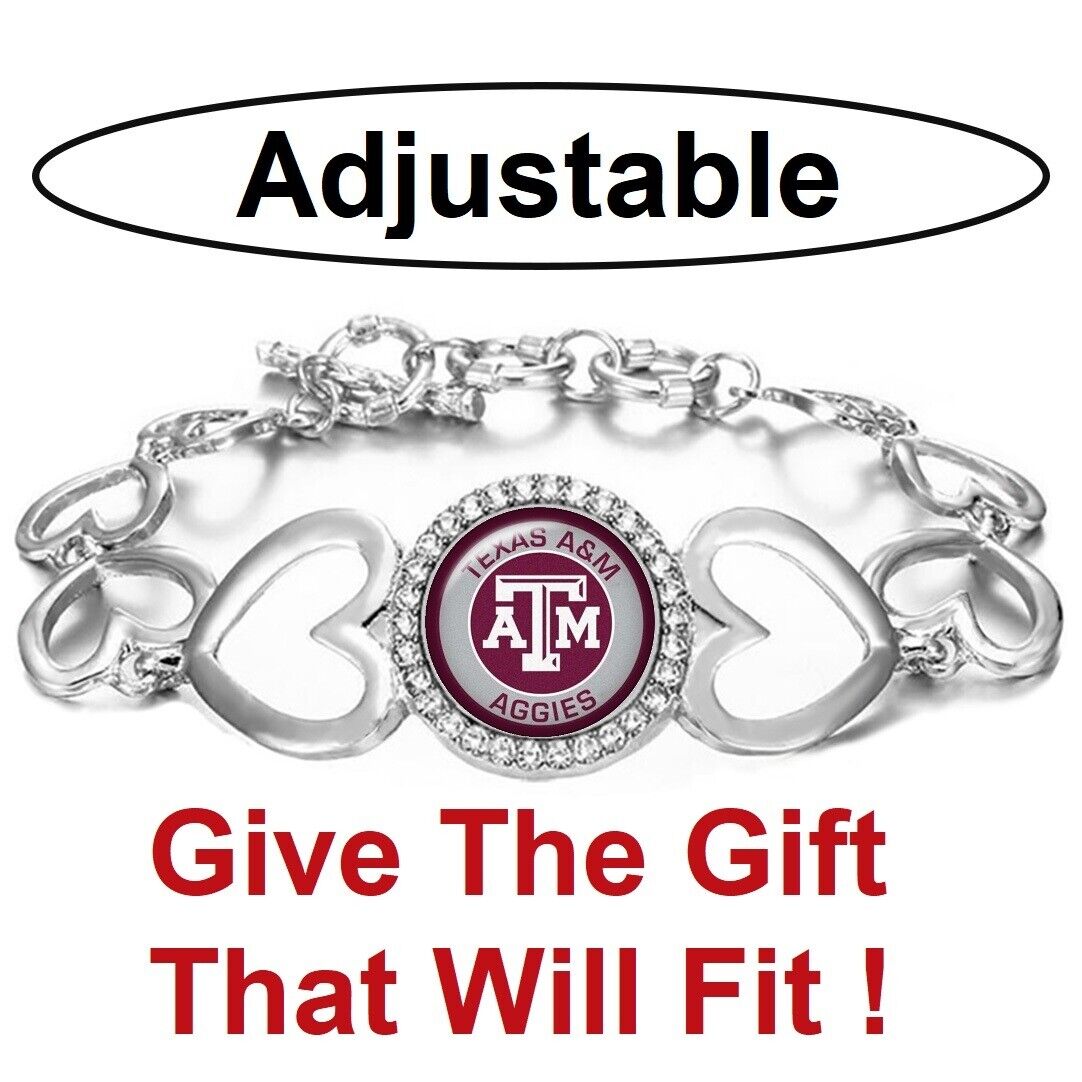 Texas A&M Aggies Womens Silver Link Bracelet W Gift Pkg D27