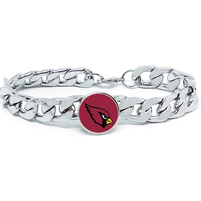 Arizona Cardinals Silver Womens Curb Link Chain Bracelet Football Gift D4