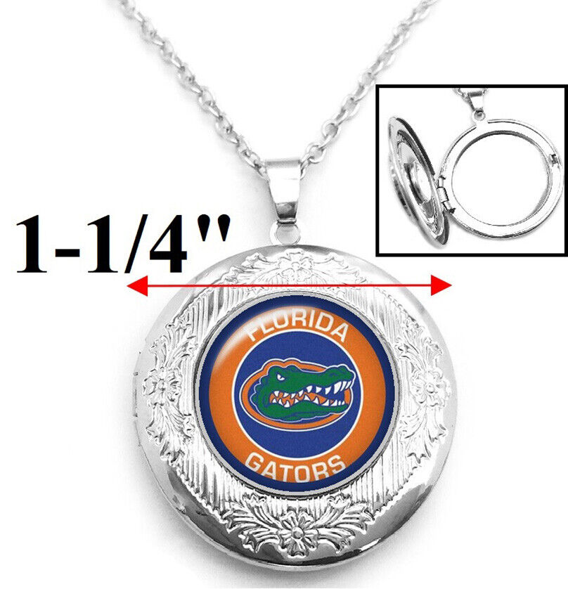 University Florida Gators Womens Sterling Silver Link Chain Necklace, Locket D16