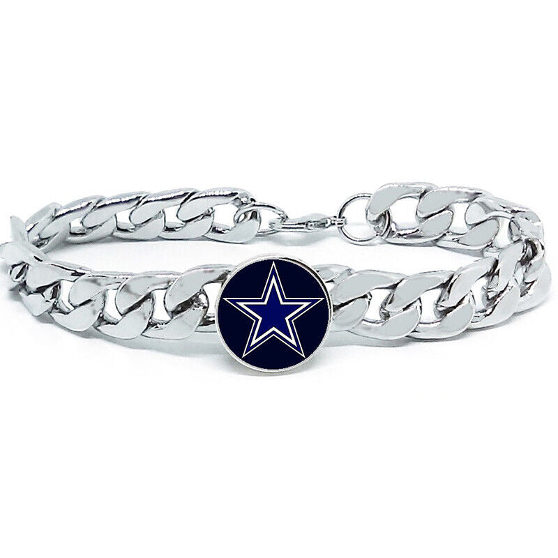 Dallas Cowboys Mens Gift Set Sterling Silver Necklace Stainless Bracelet  A1D4