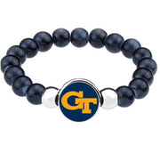 Ga Georgia Tech Yellow Jackets Womens Mens Black Bead Chain Bracelet Gift D1