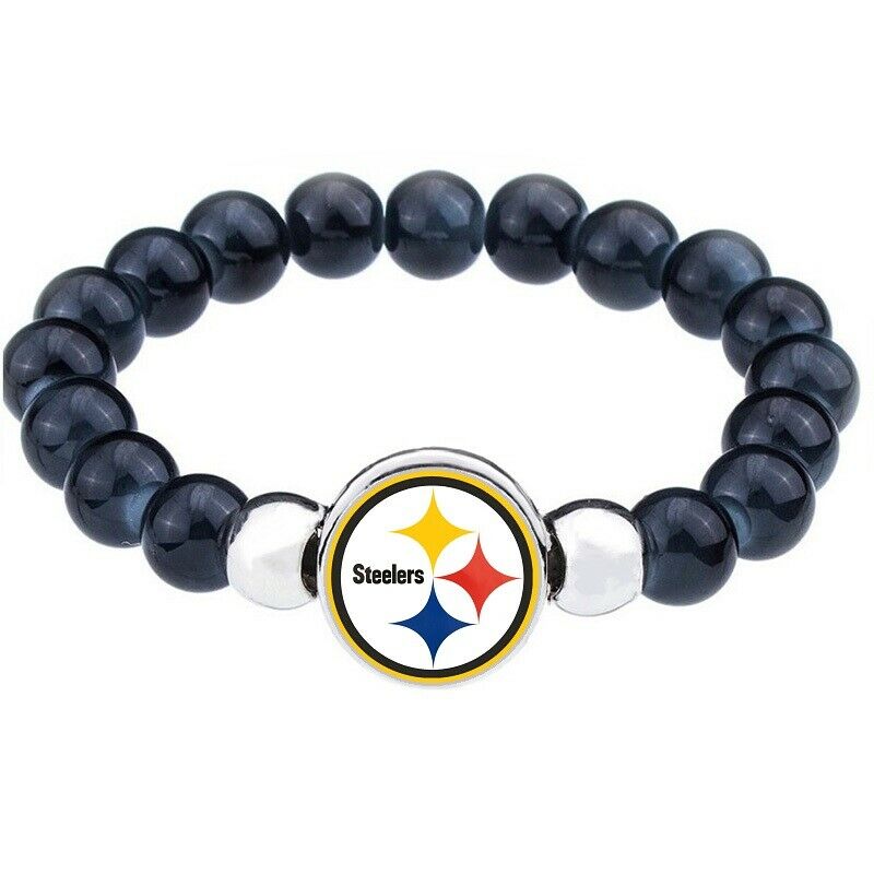 Pittsburgh Steelers Women'S Men'S Black Bead Bracelet Bangle Gift D1