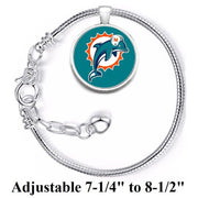 Special Miami Dolphins Silver Women'S Link Bracelet W Gift Pkg D10