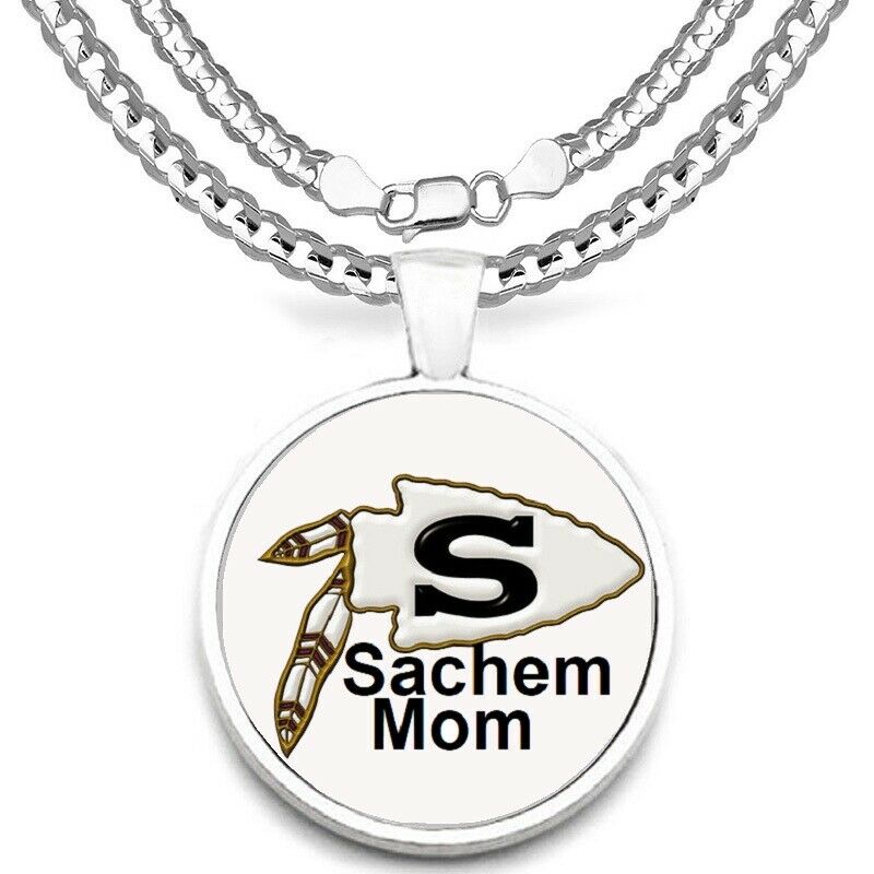 Sachem Moms Flaming Arrows New York  Sterling Silver Link Chain Necklace D5