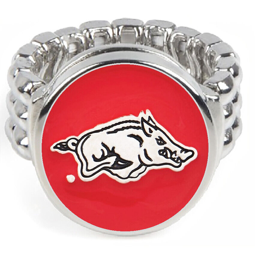 Arkansas Razorbacks Silver Mens Womens Football Ring Fits All Sizes W Gift Pk D2