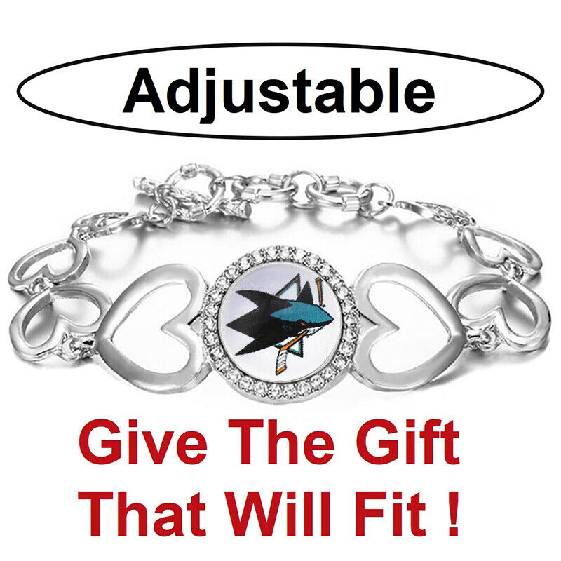 San Jose Sharks Hockey Team Womens Silver Bracelet W Gift Pkg D27