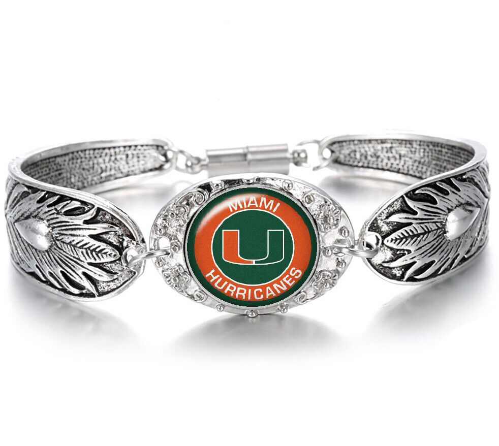 Miami Hurricanes 925 Sterling Silver Necklace And Bracelet Set State D3D18