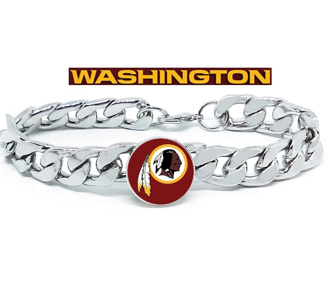 Washington Redskins Silver Womens Curb Link Chain Bracelet Football Gift D4-1