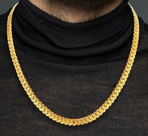 18k Yellow Gold Womens Bold Cuban Curb Link Chain Stylish Necklace D517R