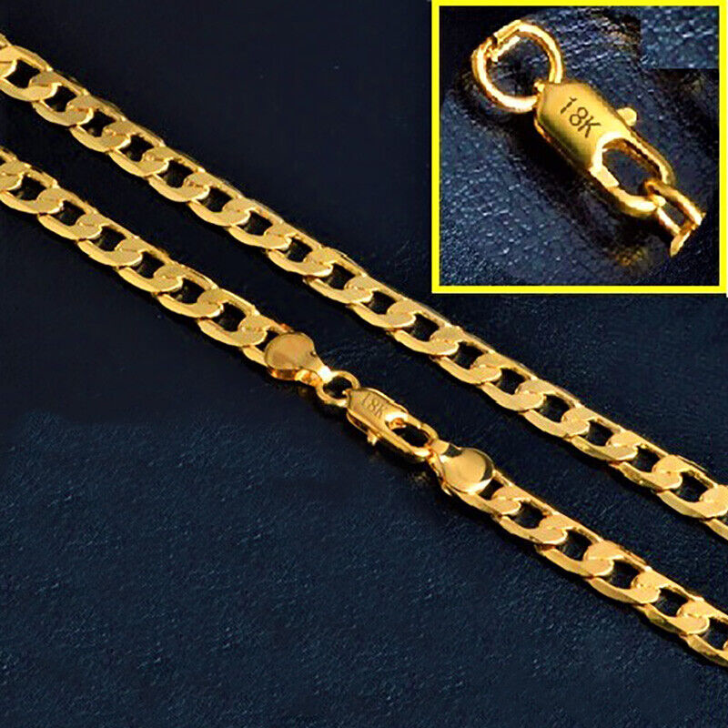 18k Gold Womens 4mm Wide Curb Link Chain 20" Necklace w GiftPkg