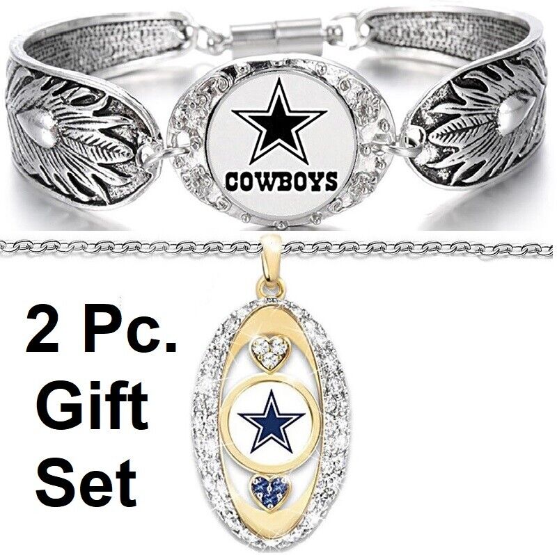 Spec Dallas Cowboys Gift Set Sterling Silver Necklace And Pendant, Bracelet D3D7