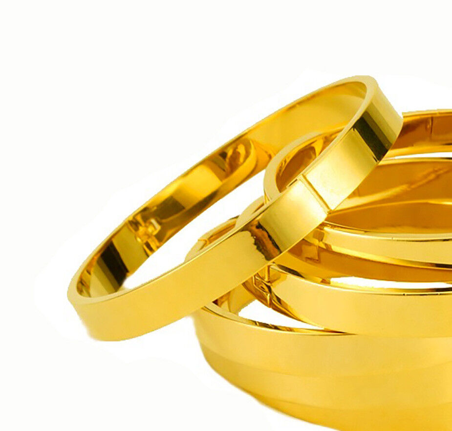 24k Yellow Gold Bracelet Bangle Womens Smooth Polish Opening Gift Pkg D496H