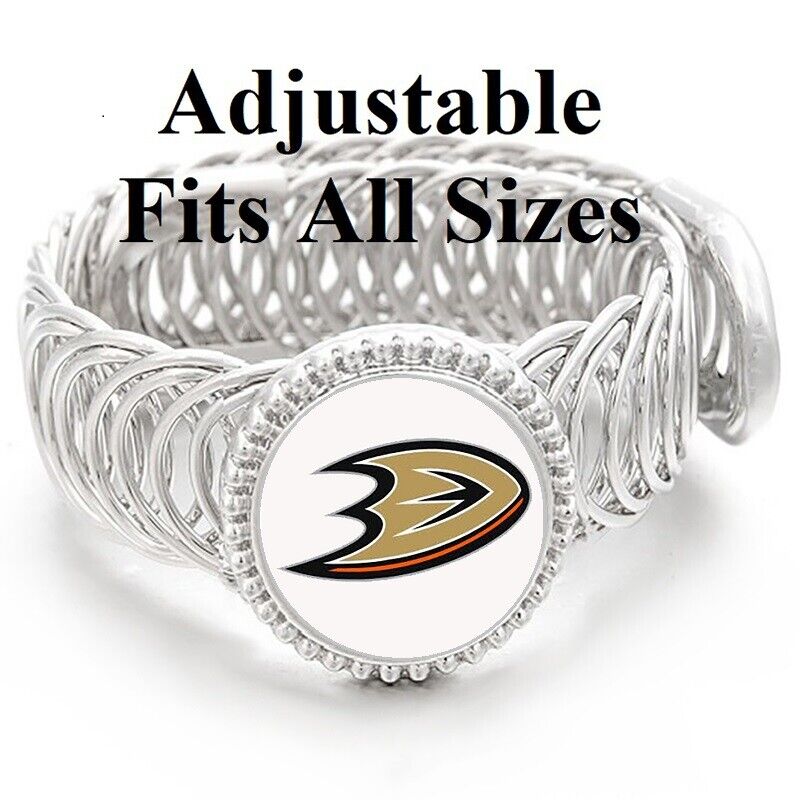 Anaheim Ducks Mens Women'S Silver Link Adjustable Hockey Bracelet Gift D11