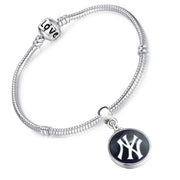 New York Ny Yankees Womens Sterling Silver Snake Link Bracelet Baseball Gift D13