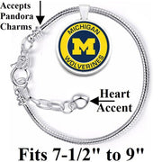 Michigan Wolverines University Womens Sterling Silver Bracelet Jewelry Gift D10