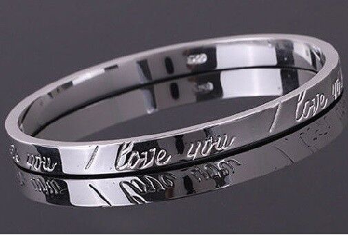 18k White Gold Kid's Girl's Bangle Bracelet +Free Gift Pouch D450