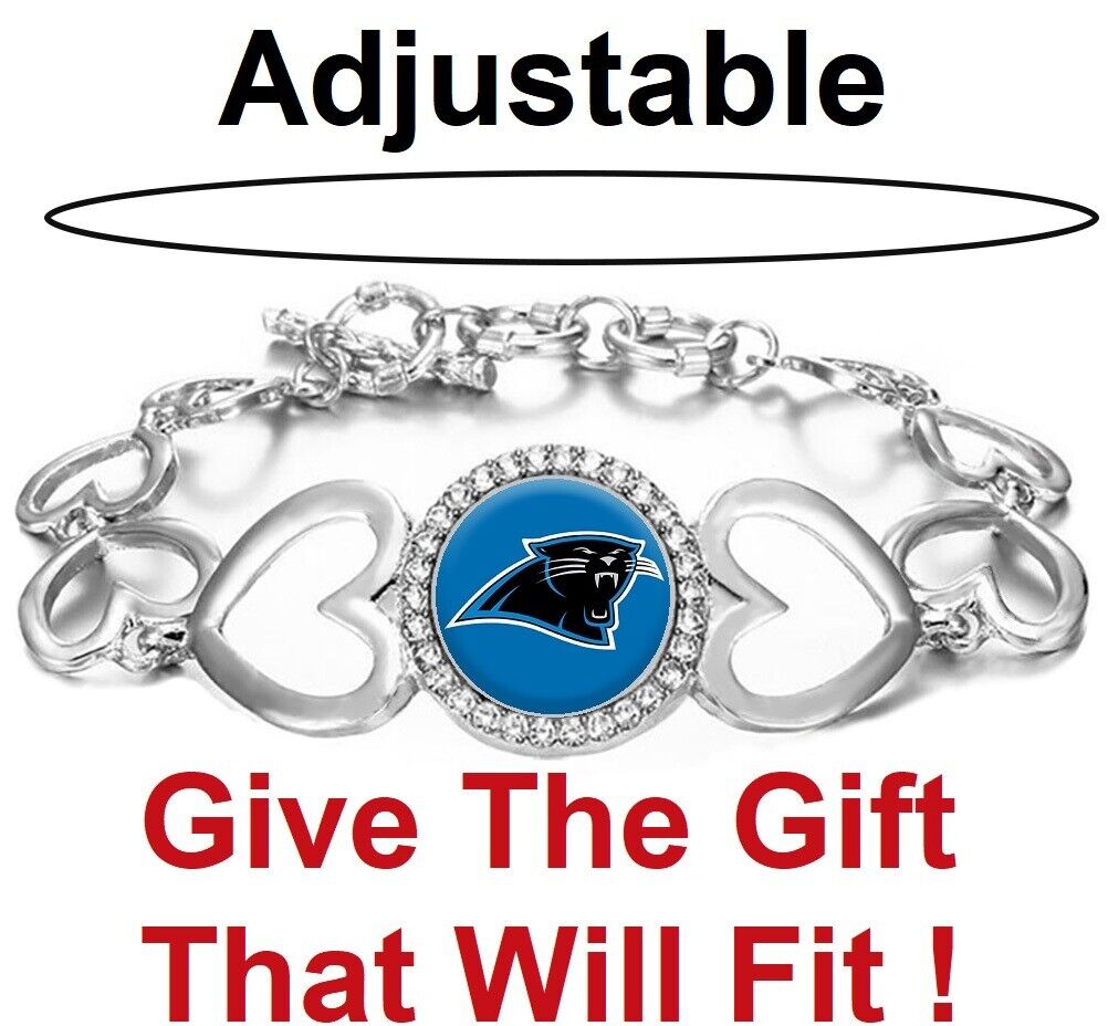 Carolina Panthers Womens Heart Link Adjust. Bracelet W Gift Pkg D27