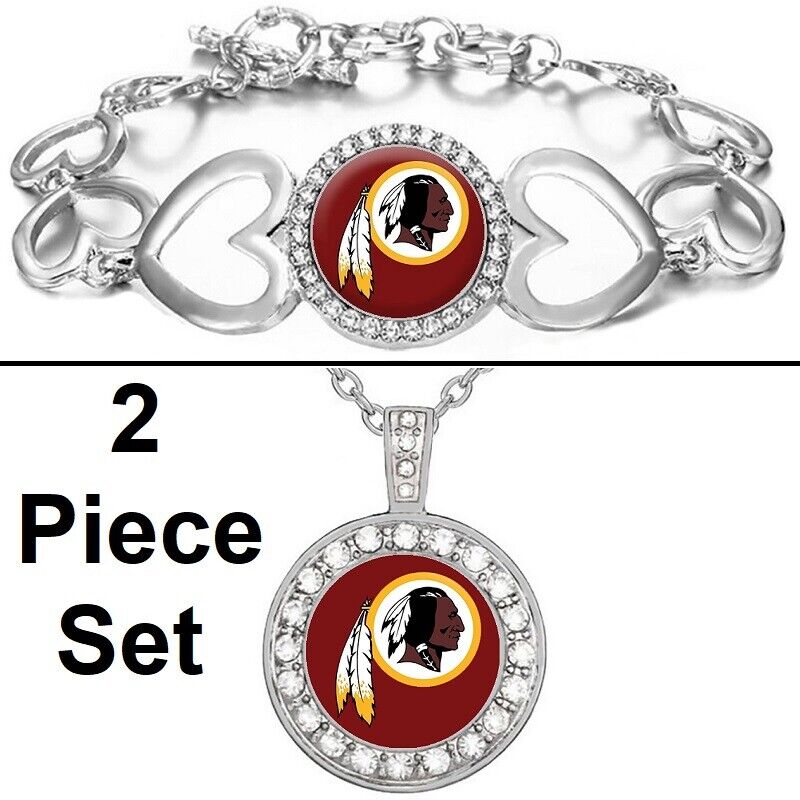 Washington Redskins Gift Set Womens Sterling Silver Necklace And Bracelet D18D27