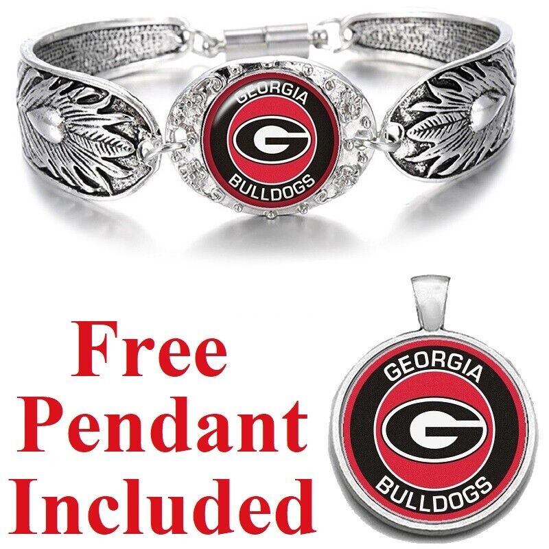 University Of Georgia Bulldogs Women'S Sterling Silver Bracelet Jewelry Gift D3