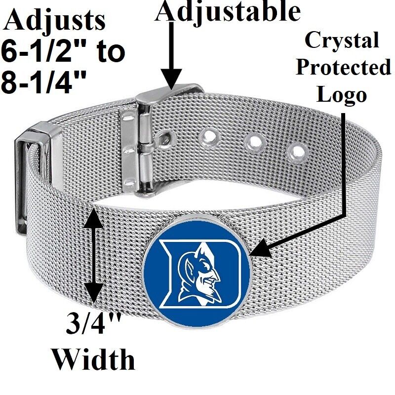 Duke Blue Devils Mens Womens Silver Adjustable Bracelet w Gift Pkg D6