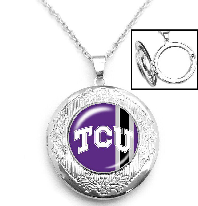 Tcu Horned Frogs Womens Sterling Silver Link Chain Necklace, Locket Jewelry D16
