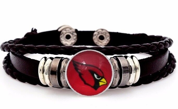Arizona Cardinals Mens Womens Black Leather Bracelet Football + Giftpg D14-1