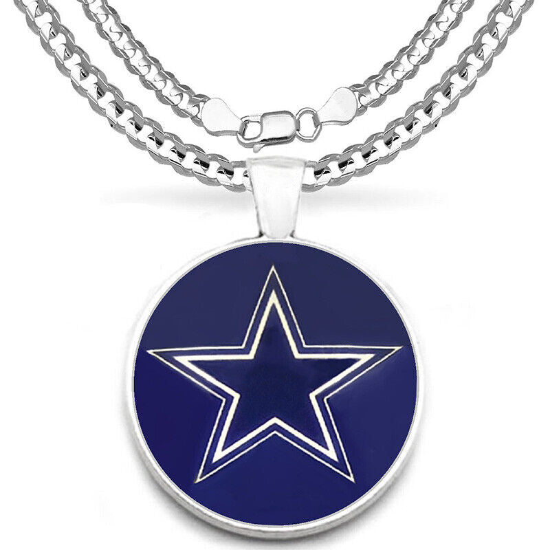 Dallas Cowboys Gift Mens 925 Silver Link Chain 20"  Necklace With Pendant D20