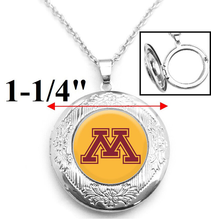 Minnesota Gophers Women Sterling Silver Link Chain Necklace Locket Jewelry D16