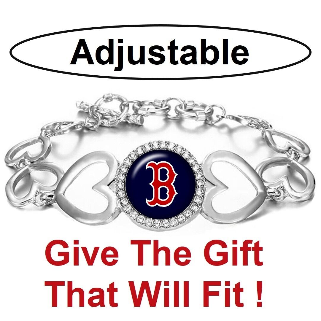 Boston Red Sox Women'S Silver Adjustable Heart Bracelet W Gift Pkg D27-B