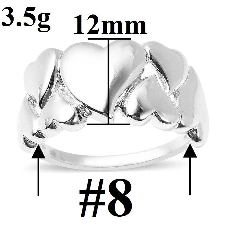 RACHEL GALLEY Solid 925 Sterling Silver Women's Heart Ring 3.50g D856