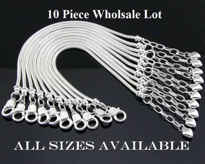 10 Pc Lot/Set Sterling Silver Snake Link Chain Womens Bracelet Bangle D403