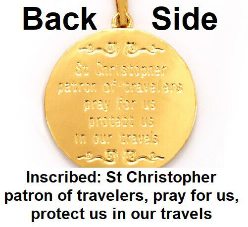 18k Yellow Gold Womens Saint Christopher Link Chain 24" Necklace D702B