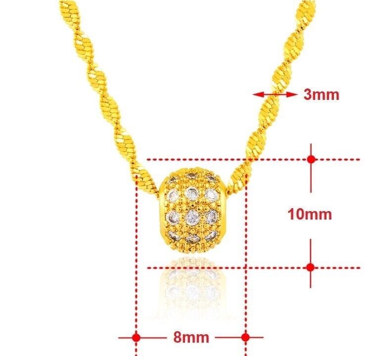 18k Gold Necklace Womens 20" Snake Twisted Wave Link Chain w Gift Pkg D714