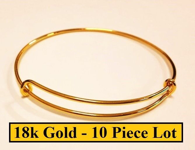 10 Pcs 18k Yellow Gold Bracelets Bangle DIY Adjustable Expandable To 9-1/2" D254