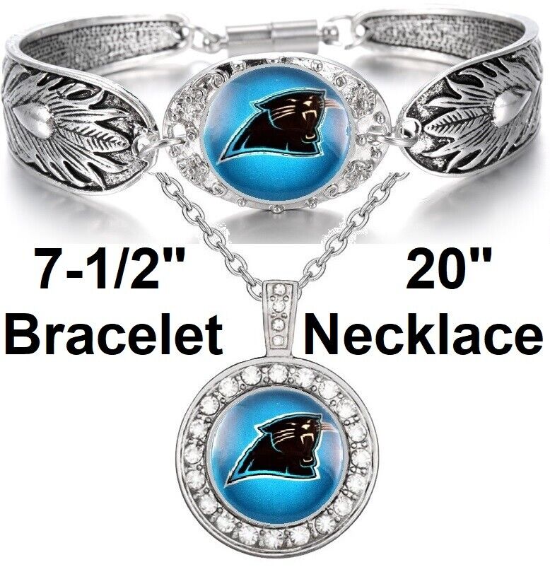 Carolina Panthers Gift Womens 925 Sterling Silver Necklace Bracelet Set D3D18
