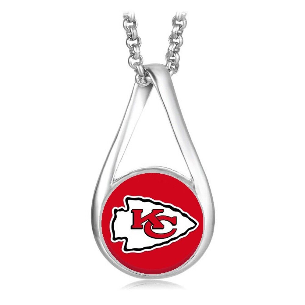 Kansas City Chiefs Women'S Infinity Sterling Link Chain Necklace And Pendant D28