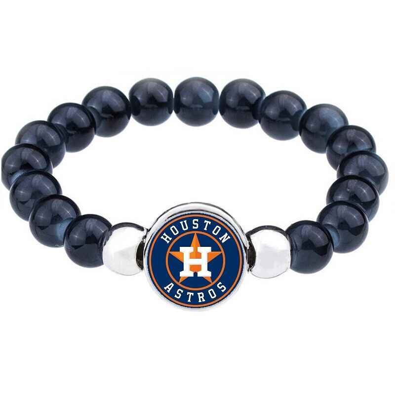 Houston Astros Women'S Mens Black Bead Chain Bracelet Jewelry D1
