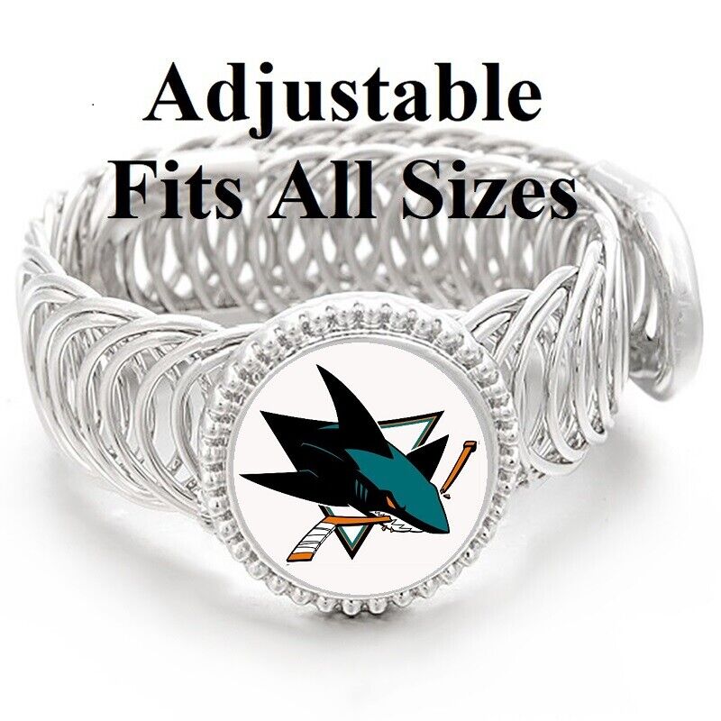San Jose Sharks Mens Womens Silver Link Adjustable Hockey Bracelet Gift D11