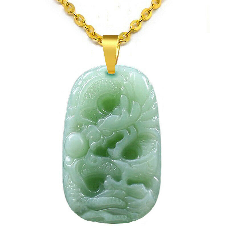 18K Gold 18" 20" or 24" Necklace With Carved Men's Women's Dragon Pendant D910