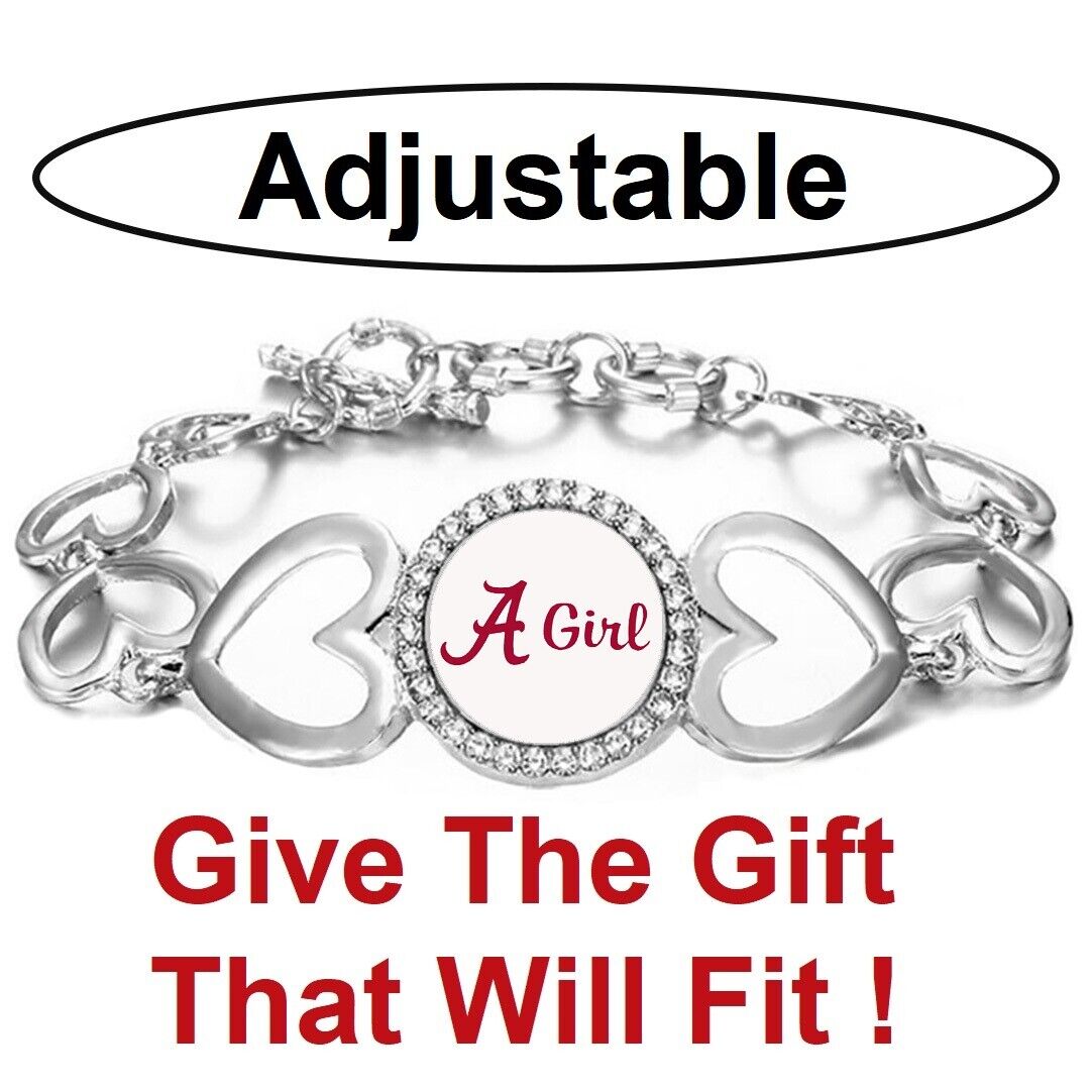Spec Alabama Crimson Tide Agirl Womens Silver Heart Link Bracelet W Gift Pkg D27