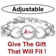 Spec Alabama Crimson Tide Agirl Womens Silver Heart Link Bracelet W Gift Pkg D27