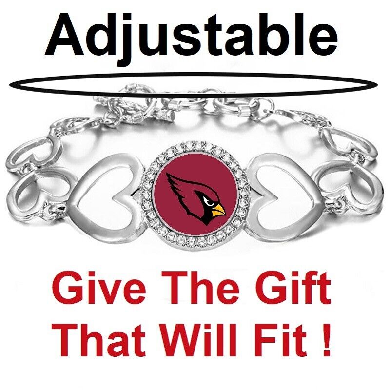 Arizona Cardinals Womens Heart Link Adjust. Bracelet W Gift Pkg D27