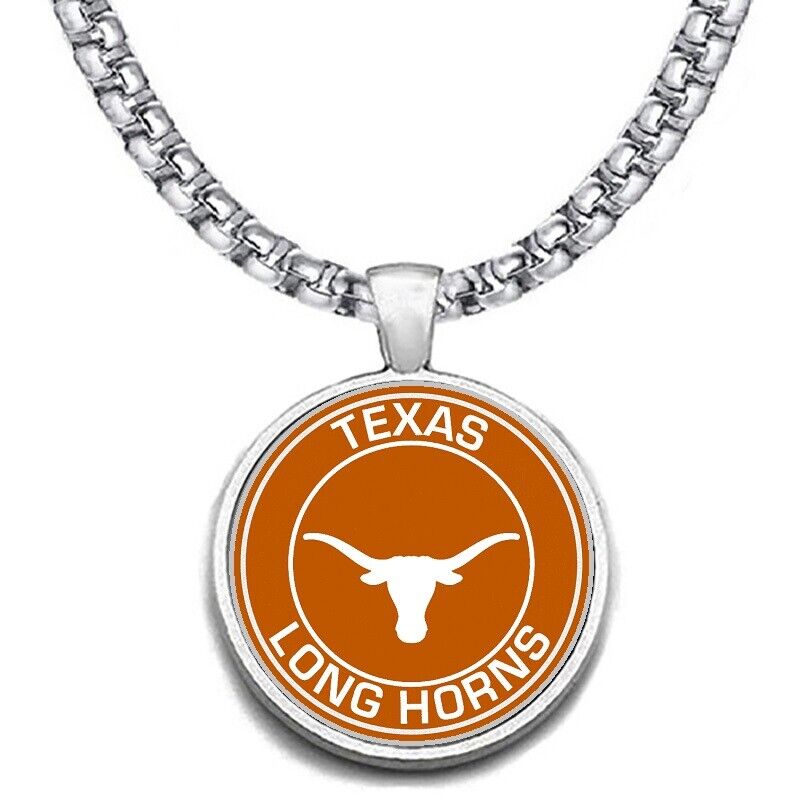Large Texas Longhorns 24" Chain Stainless Steel Pendant Necklace Free Ship' D30