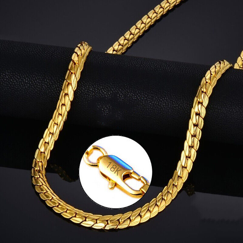 18k Yellow Gold Filled Women's Men's 24" Snake Chain Necklace w Gift Pkg D680