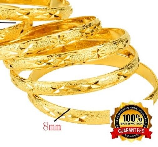 18k Yellow Gold Bracelets Bangle Womens Opulent Design Opening GiftPouc D415-2